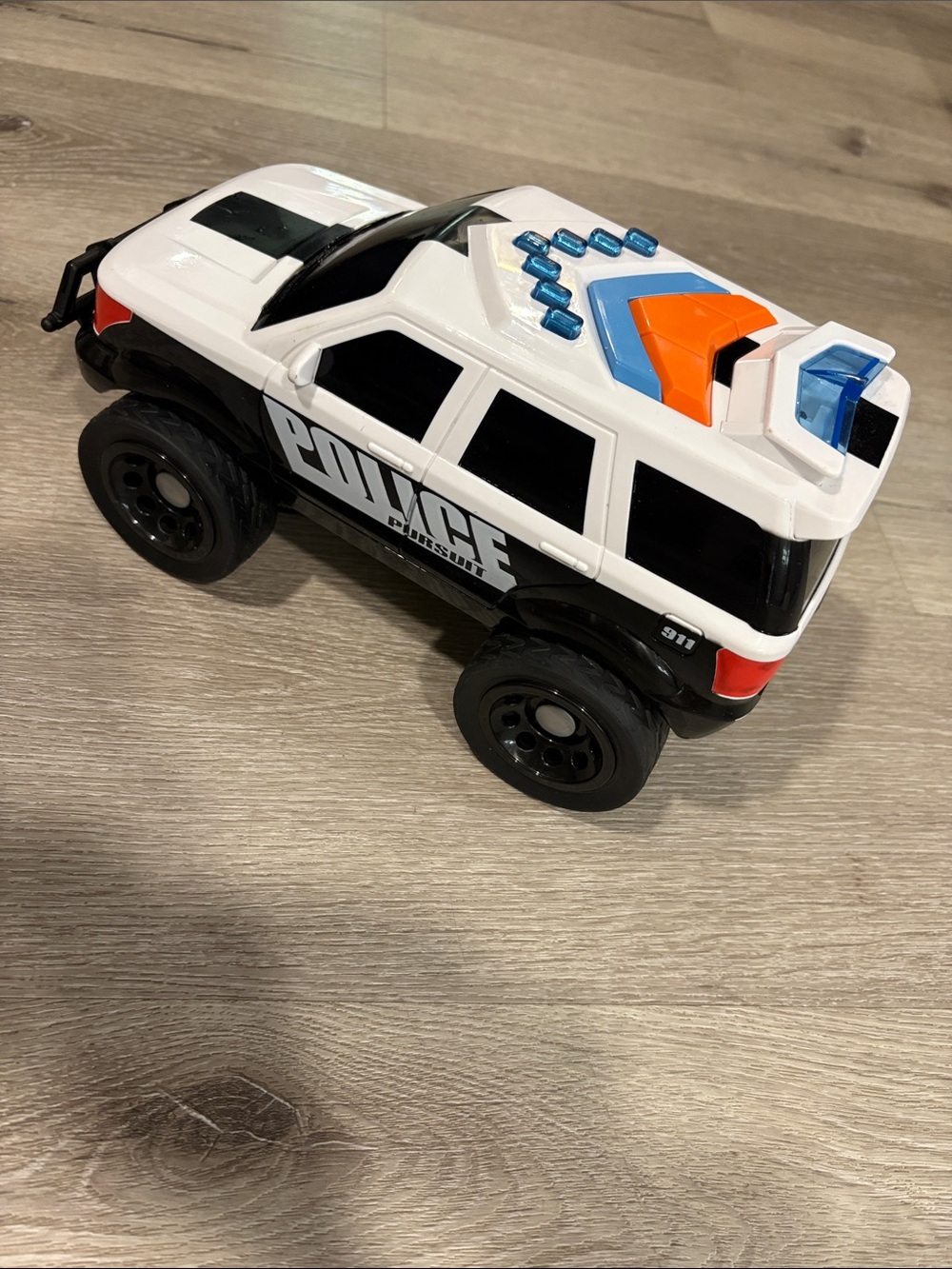 Kids Police SUV Toy - White and Black with Blue & Orange Lights
